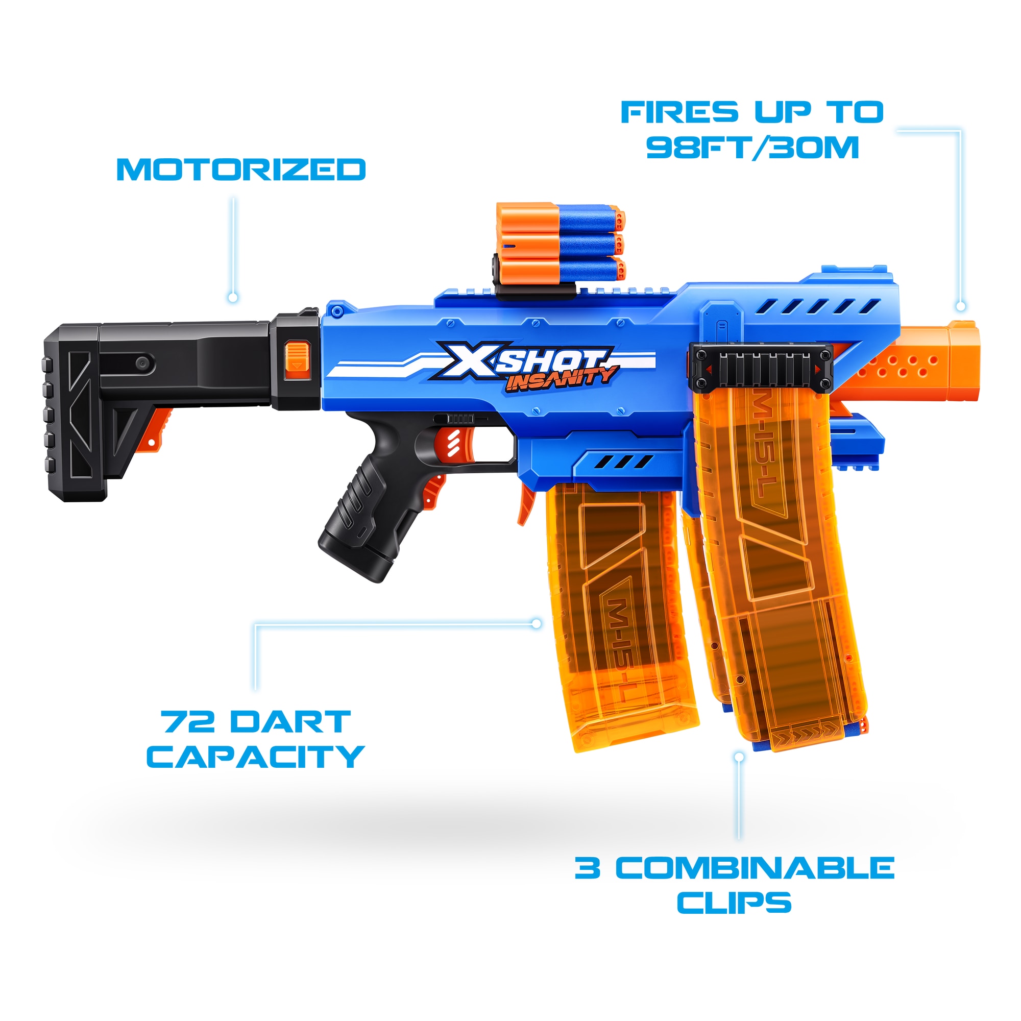 Blaster X-Shot - Insanity Clip Mania, 72 proiectile - eMAG.ro