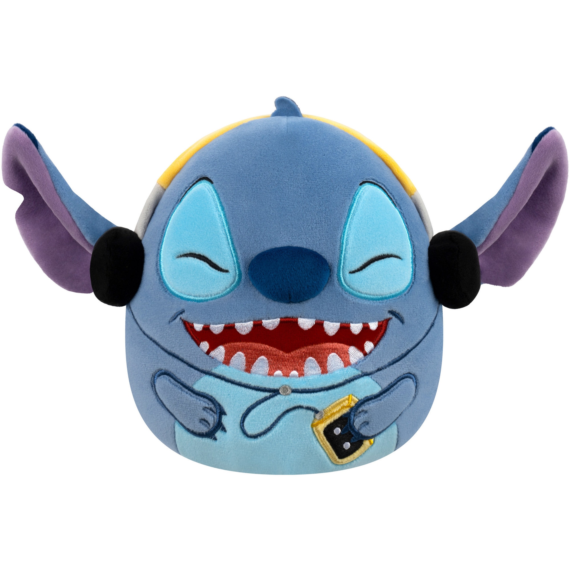 Jucarie de plus Squishmallows Disney - Stitch cu casti, 17 cm