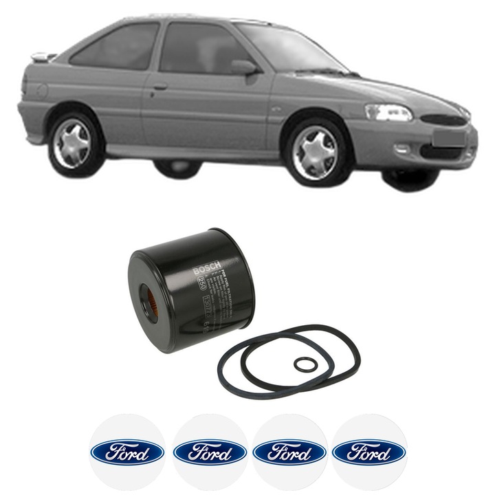 Filtru combustibil FORD ESCORT VI Saloon (GAL, AFL) 1.8 Turbo D din 1995-1999 KW 51 CP 70 CMC 1753, Bosch, Auto, 4x Stickere auto cu FORD