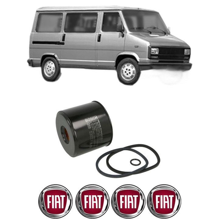 Filtru combustibil FIAT DUCATO Panorama (280_) 2.4 D din 1982-1985 KW 53 CP 72 CMC 2445, Bosch, Auto, 4x Stickere auto cu FIAT