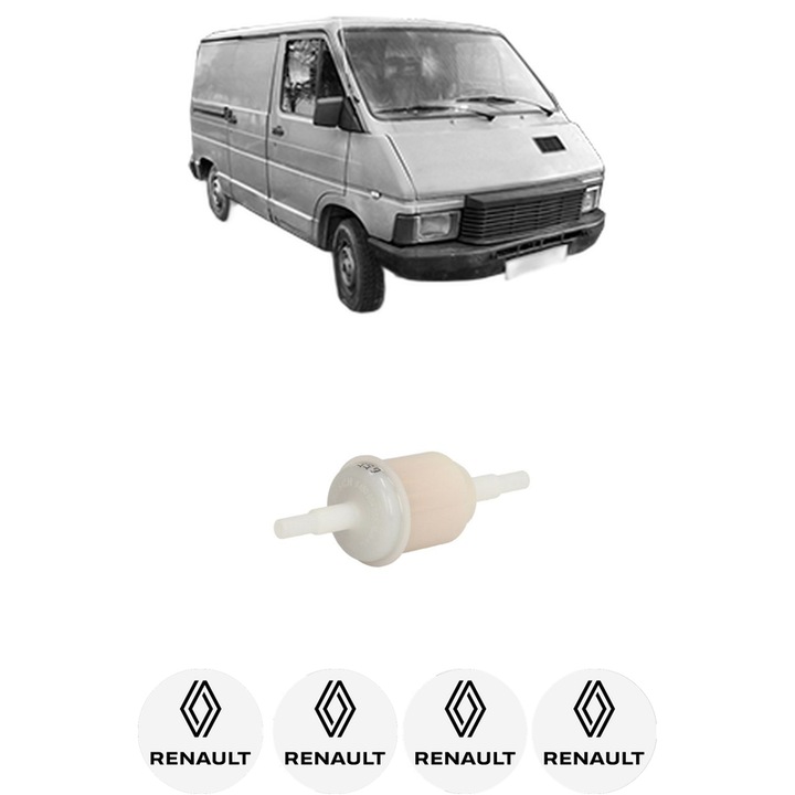 Filtru combustibil RENAULT TRAFIC Van (T_, P_, V_) 2.1 D 4x4 din 1986-1989 KW 43 CP 58 CMC 2068, Bosch, Auto, 4x Stickere auto cu RENAULT