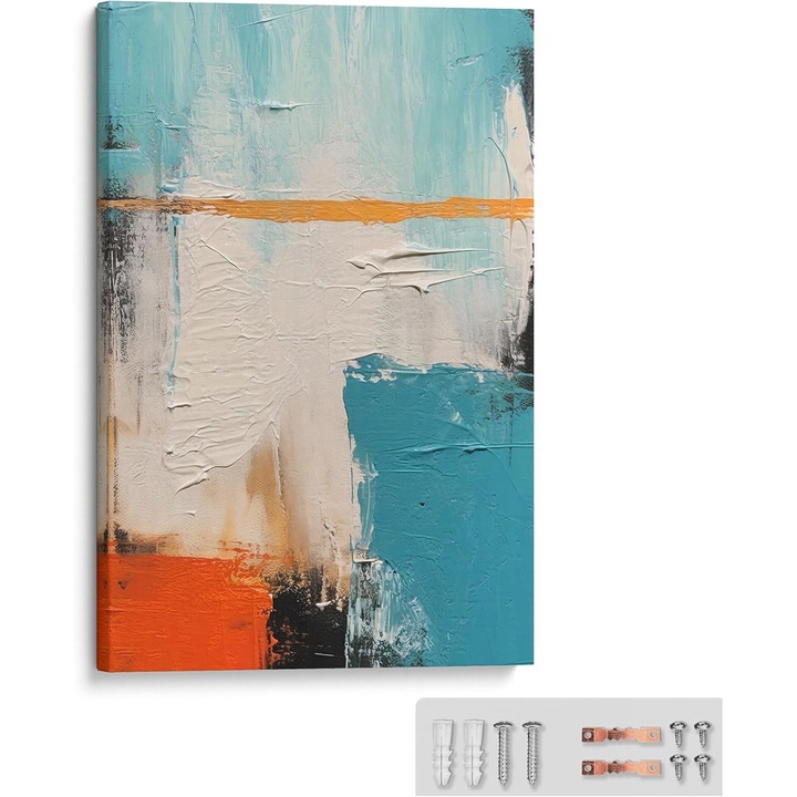 Tablou Decorativ Abstract pe Panza – 50x70 cm, cu Rama din Lemn, Gata de Agatat – Design Modern, Cadou Elegant pentru Casa sau Birou