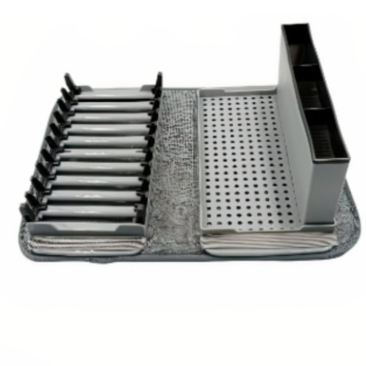 Suport de vase pliabil cu tavita de picurare si suport de tacamuri detasabil, 45x35x15cm