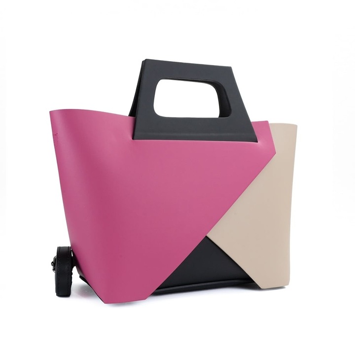 Poseta Piele Mathilda - Roz, Geanta Office din Piele Naturala, Geanta, Genti