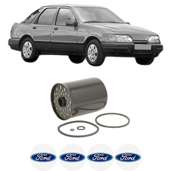 Filtru combustibil FORD SIERRA II Hatchback (GBC, GBG) 2.3 D din 1987-1989 KW 49 CP 67 CMC 2304, Bosch, Auto, 4x Stickere auto cu FORD