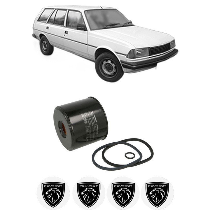 Filtru combustibil PEUGEOT 305 I Break (581D) 1.5 Diesel din 1980-1982 KW 36 CP 49 CMC 1548, Bosch, Auto, 4x Stickere auto cu PEUGEOT