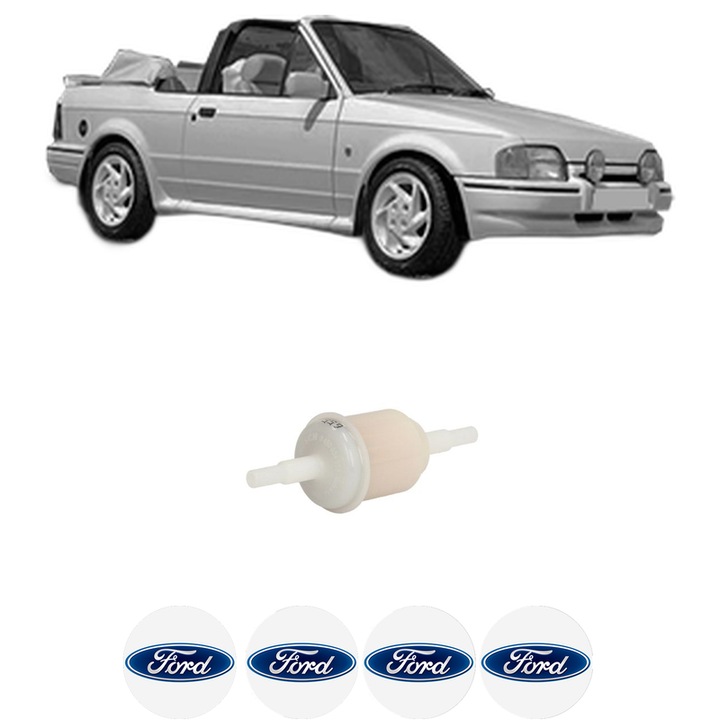 Filtru combustibil FORD ESCORT IV Convertible (ALF) 1.4 din 1987-1990 KW 54 CP 73 CMC 1392, Bosch, Auto, 4x Stickere auto cu FORD
