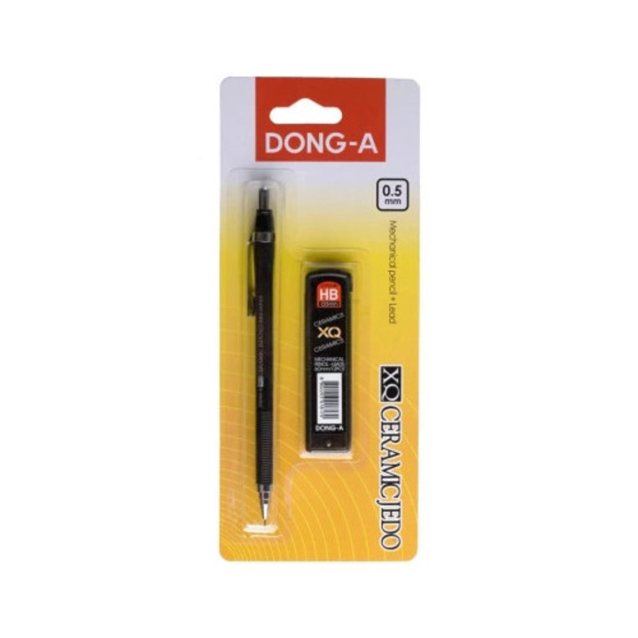 DONGA-A 0,5 mm-es mechanikus ceruza, 12 grafitbetét, radírral, 60 mm-es tok