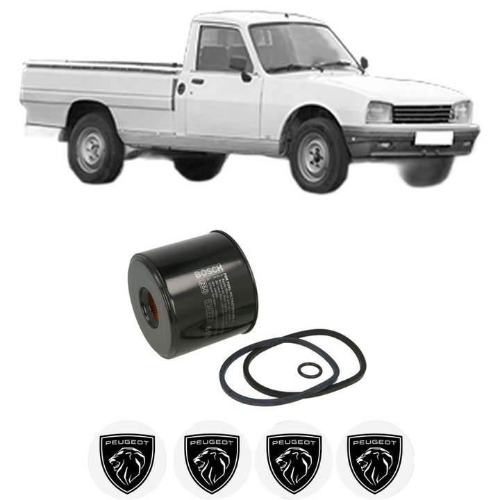 Filtru combustibil PEUGEOT 504 Pickup (E_) 1.9 D din 1980-1989 KW 40 CP 54 CMC 1948, Bosch, Auto, 4x Stickere auto cu PEUGEOT