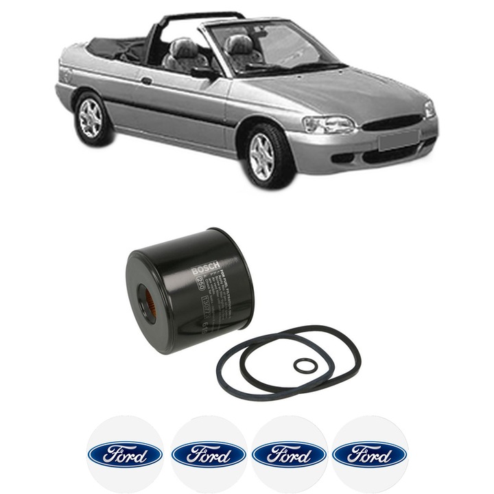 Filtru combustibil FORD ESCORT VI Convertible (ALL) 1.8 Turbo D din 1996-1999 KW 51 CP 70 CMC 1753, Bosch, Auto, 4x Stickere auto cu FORD