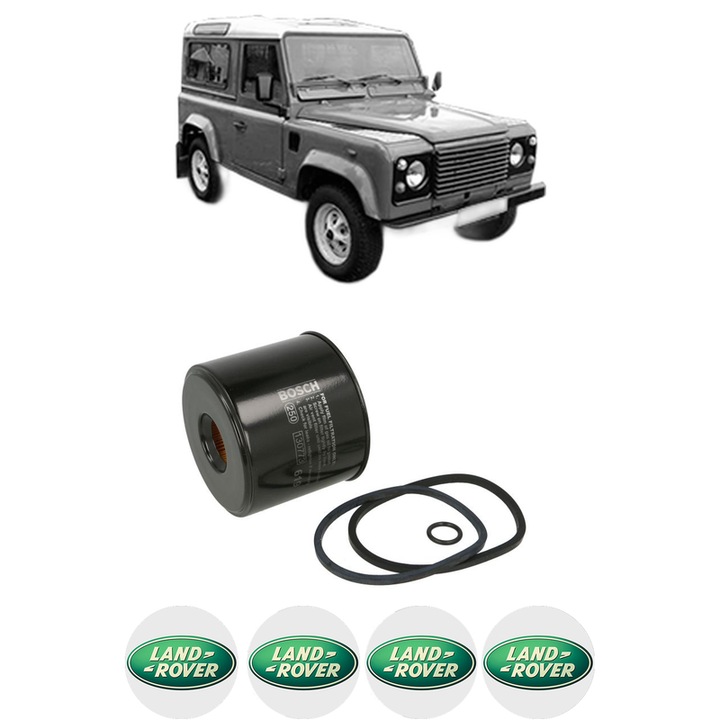 Filtru combustibil LAND ROVER 110/127 (LDH) 2.5 TD 4x4 din 1986-1990 KW 63 CP 86 CMC 2494, Bosch, Auto, 4x Stickere auto cu LAND ROVER