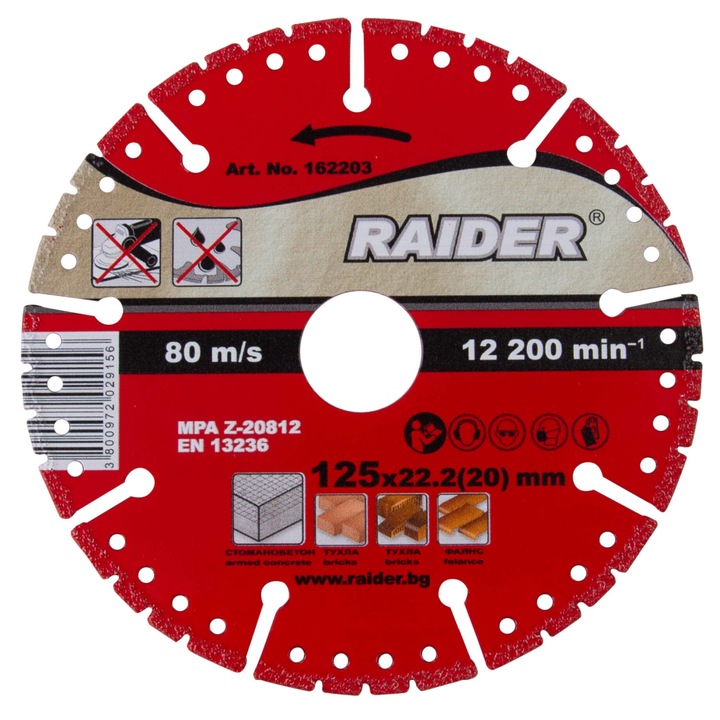 Raider Gyémánttárcsa betonhoz 125 x 22 mm