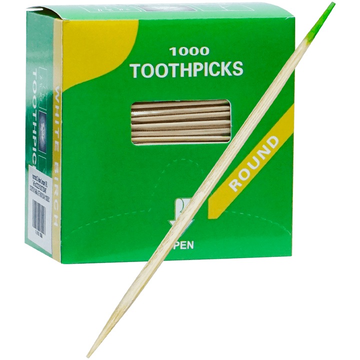 Scobitori din bambus, Adison, ambalate individual, rezistente, 6.5 cm, 1000 buc