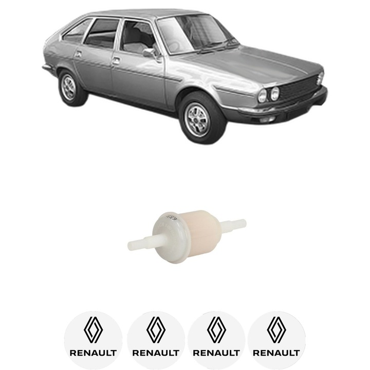 Filtru combustibil RENAULT 30 (127_) 2.6 (1273) din 1975-1976 KW 96 CP 131 CMC 2664, Bosch, Auto, 4x Stickere auto cu RENAULT