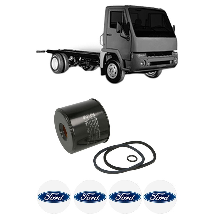 Filtru combustibil FORD 6000 6600 4WD din 1975-1980 KW 56 CP 76 CMC 4195, Bosch, Auto, 4x Stickere auto cu FORD