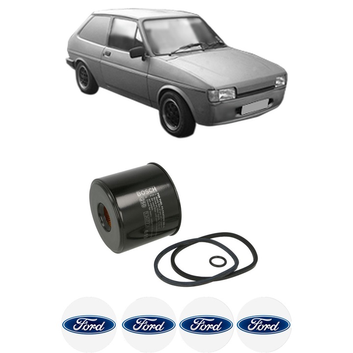 Filtru combustibil FORD FIESTA Hatchback Van (FVD) 1.6 D din 1983-1989 KW 40 CP 54 CMC 1608, Bosch, Auto, 4x Stickere auto cu FORD