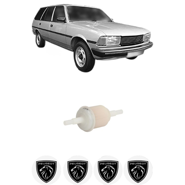 Filtru combustibil PEUGEOT 305 Estate Van (581S) 1.6 din 1982-1988 KW 58 CP 79 CMC 1580, Bosch, Auto, 4x Stickere auto cu PEUGEOT