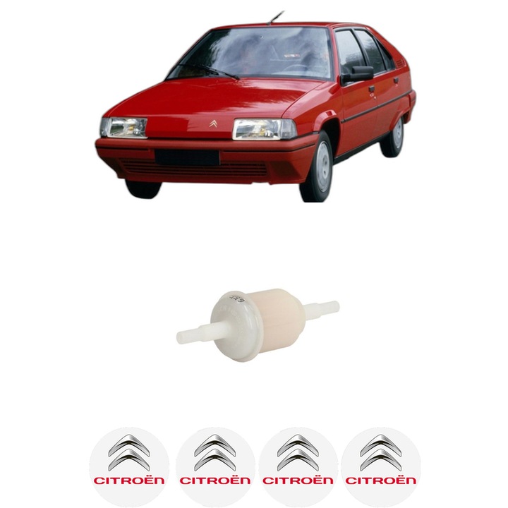 Filtru combustibil CITROEN BX Van (XB-_) 1.4 din 1982-1992 KW 45 CP 61 CMC 1360, Bosch, Auto, 4x Stickere auto cu CITROEN