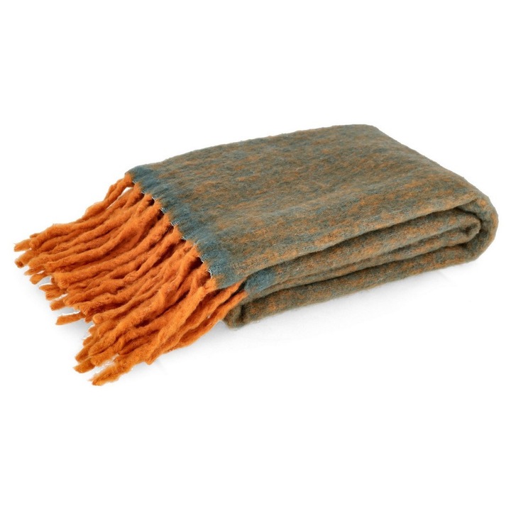 Patură Bizzotto Winnie albastru portocaliu 130x170 cm, stil boem