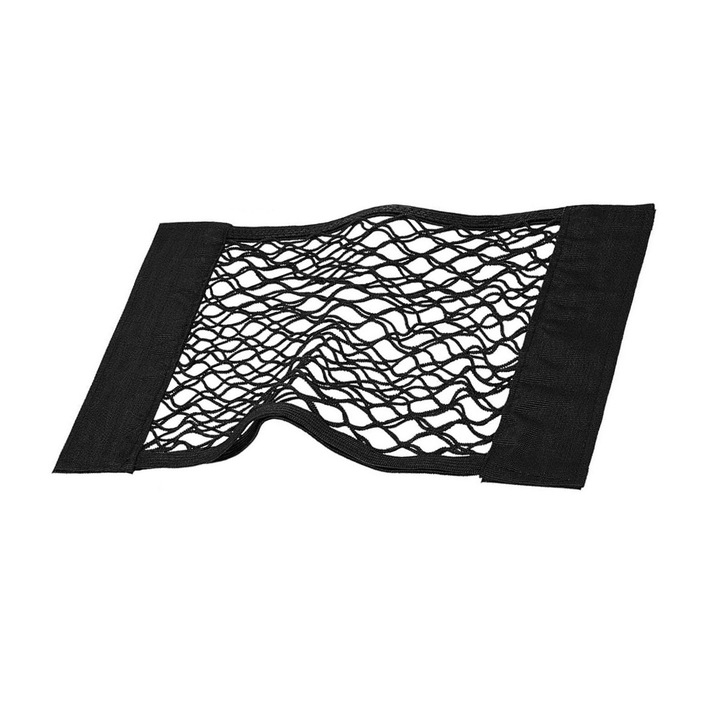 Plasa elastica, organizator portbagaj tip buzunar 40cm x 25cm cu scai si 2 benzi autoadezive cu velcro pentru auto si uz casnic, Sarphia Store