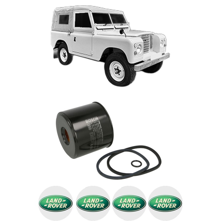 Filtru combustibil LAND ROVER 88/109 MK III Closed Off-Road Vehicle 2.3 D 4x4 din 1971-1986 KW 46 CP 63 CMC 2286, Bosch, Auto, 4x Stickere auto cu LAND ROVER