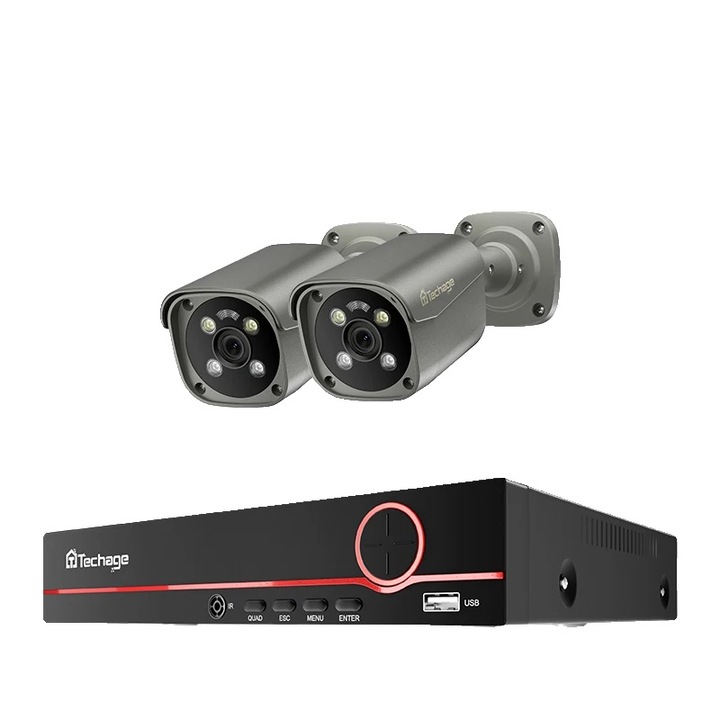 Sistem supraveghere 4 camere 1080P, vizibilitate nocturna, rezistent la intemperii, 255x236x44mm, 1TB