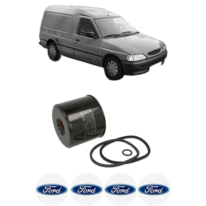 Filtru combustibil FORD ESCORT V Express (AVF) 1.8 D din 1990-1994 KW 44 CP 60 CMC 1753, Bosch, Auto, 4x Stickere auto cu FORD
