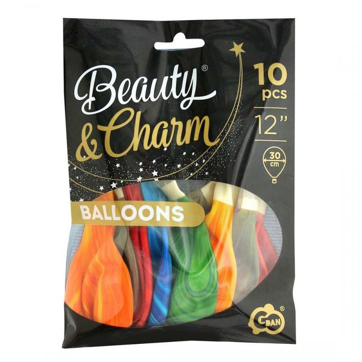 Set 10 baloane latex 30cm Marmorate CB-1AGW