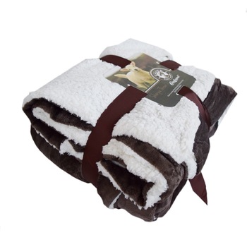 Patura Cocolino moale, maro, blanita alba, punga cadou Patura Cocolino moale, maro, blanita alba, punga cadou