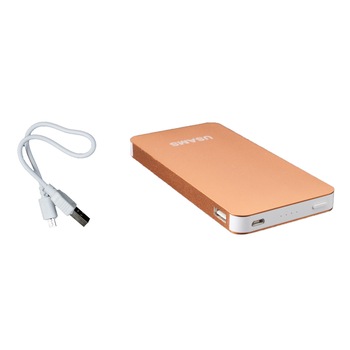 Acumulator extern ultraslim fastcharge USAMS 5400 mAh 2.1A / 1A, Auriu Acumulator extern ultraslim fastcharge USAMS 5400 mAh 2.1A / 1A, Auriu