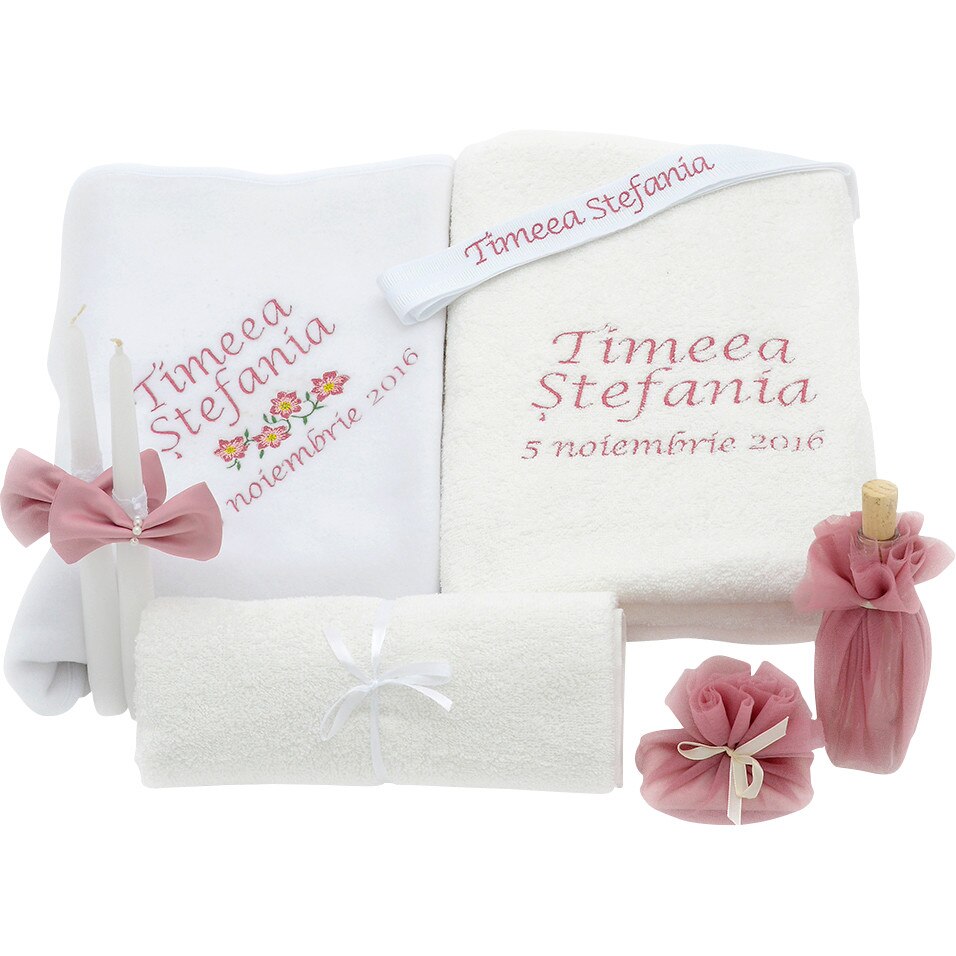 Trusou botez complet Flower, personalizarea inclusa, Couture Bebe
