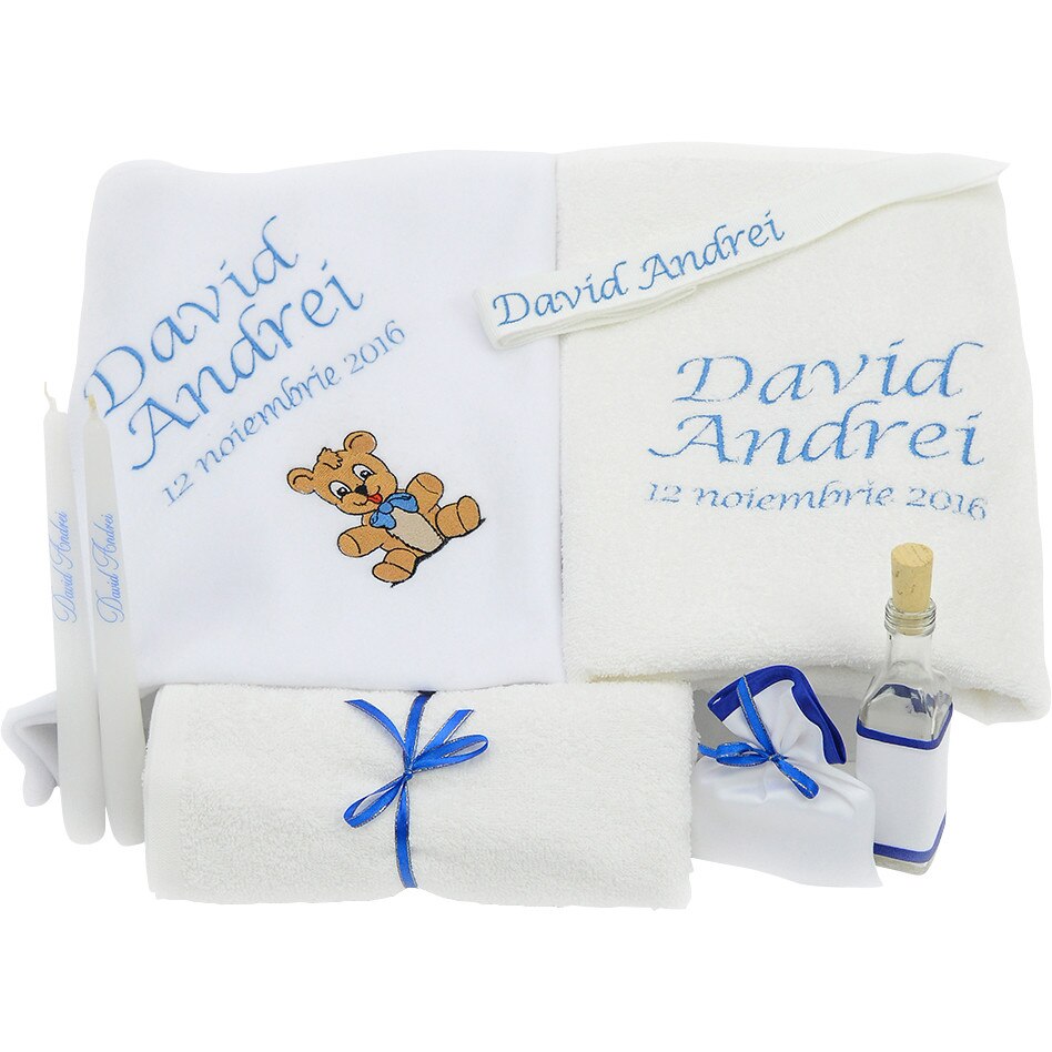 Trusou botez complet Ursulet, personalizarea inclusa, Couture Bebe