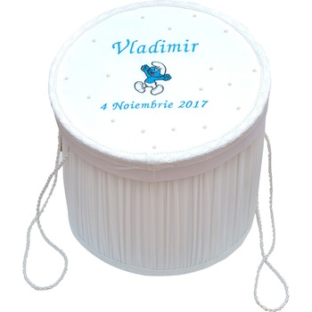 Cutie pentru trusou de biserica, Strumfi- personalizare inclusa Cutie pentru trusou de biserica, Strumfi- personalizare inclusa