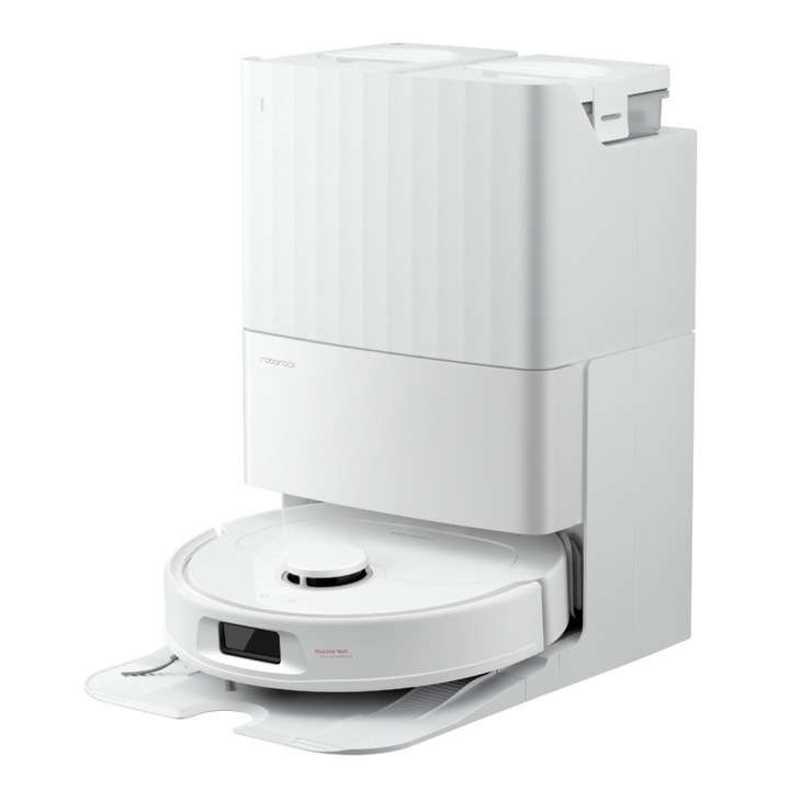 Прахосмукачка робот Roborock QR 598, 8000 Pa, 5200 mAh, 60W, 3D картографиране, Станция за зареждане, Автономия 3 часа, Бял