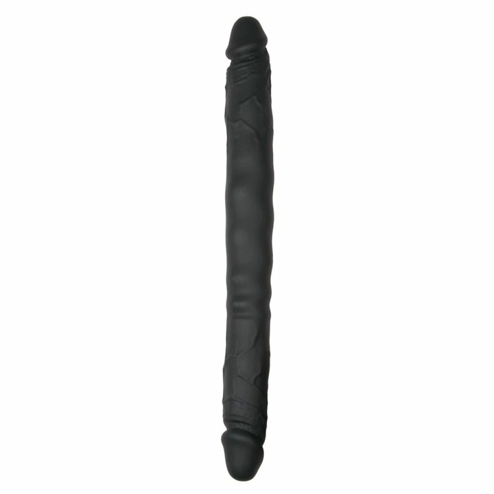 Двуглаво дилдо Easytoys Dildo Collection, силиконово, гъвкаво, текстурирано, черно, 40см