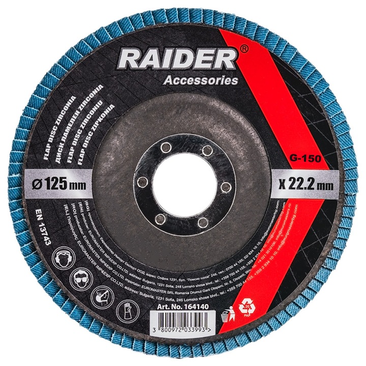 Raider lamellás cirkónium korong, 125 mm átmérő, 150-es szemcseméret