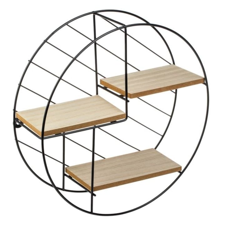 Raft Decorativ Suspendat Set 3 Nivele, Generic, Lemn - Metal + MDF, Design Modern, Ideal pentru Living, Dormitor, Birou