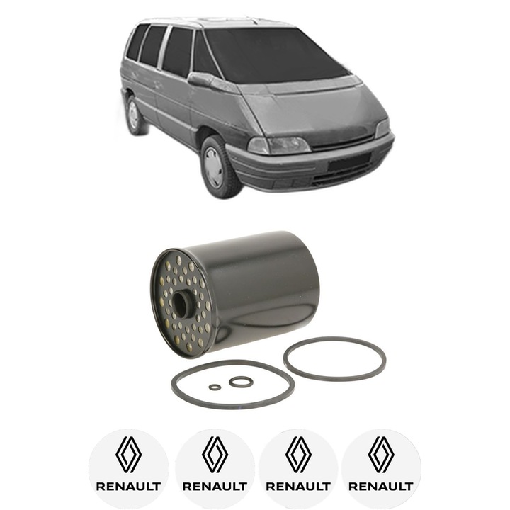 Filtru combustibil RENAULT ESPACE II VAN (J/S63_) 2.1 TD (S635, S63D) din 1992-1996 KW 65 CP 88 CMC 2068, Bosch, Auto, 4x Stickere auto cu RENAULT