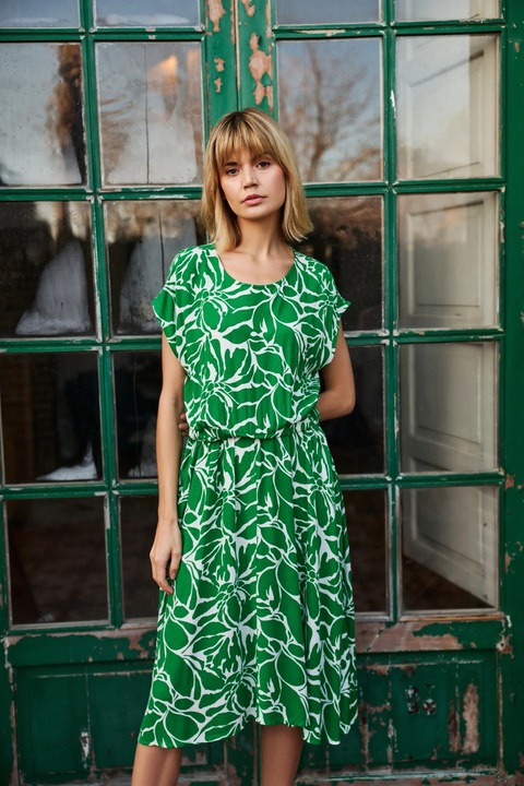 Rochie midi din vascoza verde, Verde