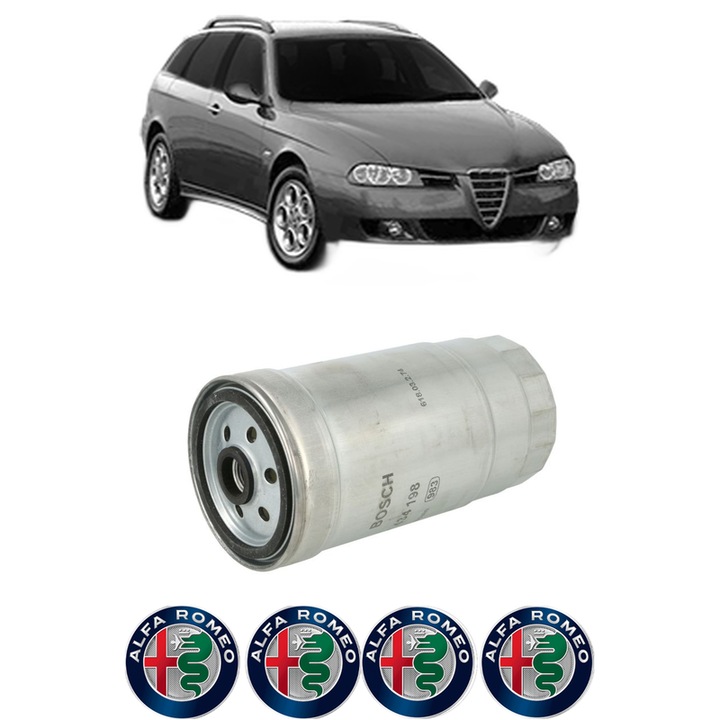 Filtru combustibil ALFA ROMEO 156 Sportwagon (932_) 1.9 JTD (932B2) din 2000 KW 77 CP 105 CMC 1910, Bosch, Auto, 4x Stickere auto cu ALFA ROMEO