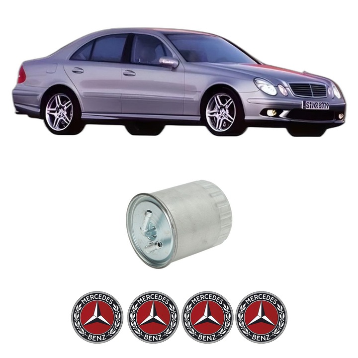Filtru combustibil MERCEDES-BENZ E-CLASS (W211) E 400 CDI (211.028) din 2003-2008 KW 191 CP 260 CMC 3996, Bosch, Auto, 4x Stickere auto cu MERCEDES-BENZ