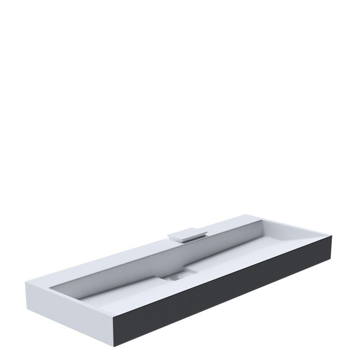 Lavoar dublu EGO19, 120x46 cm, compozit marmura, montaj pe blat sau suspendat, fara gaura baterie