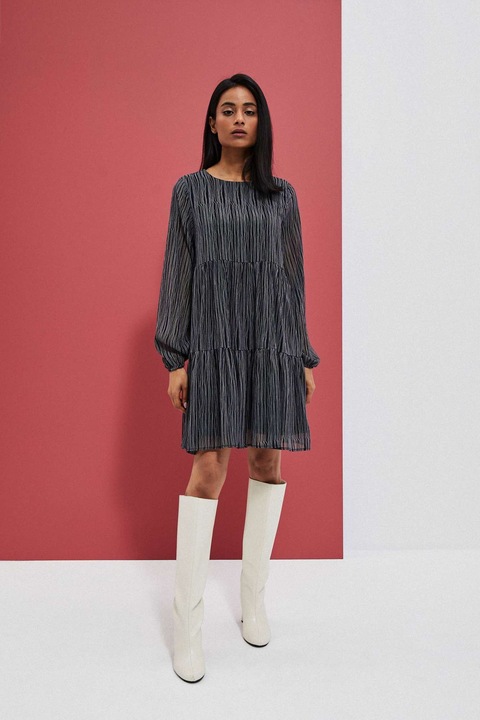 Rochie trapezica neagra cu imprimeu XS