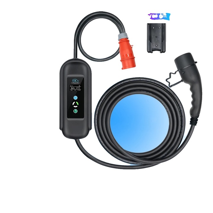 Incarcator EV portabil 11KW, curent ajustabil, negru, TYPE2