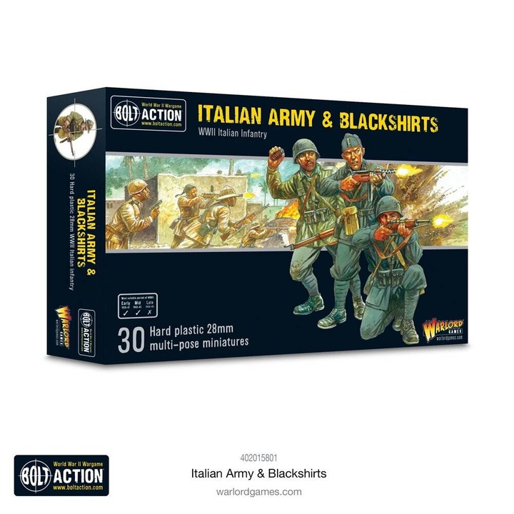 Set Figurine WARLORD GAMES Bolt Action Italian Army & Blackshirts 14 Ani+
