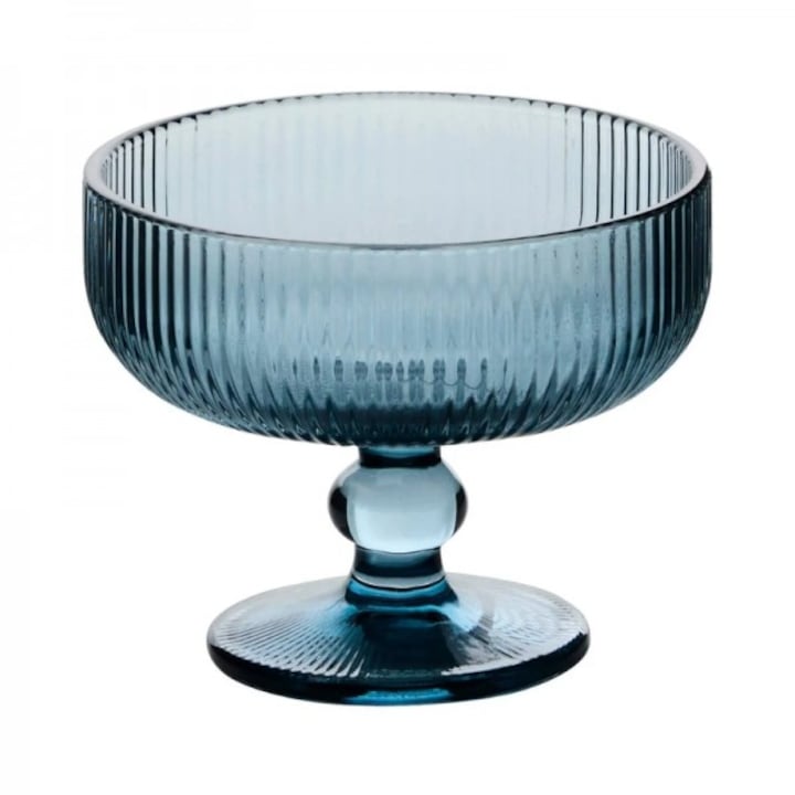 Set 12 cupe inghetata Ema Blue, sticla, 340 ml, albastru, 11.7x9.7cm