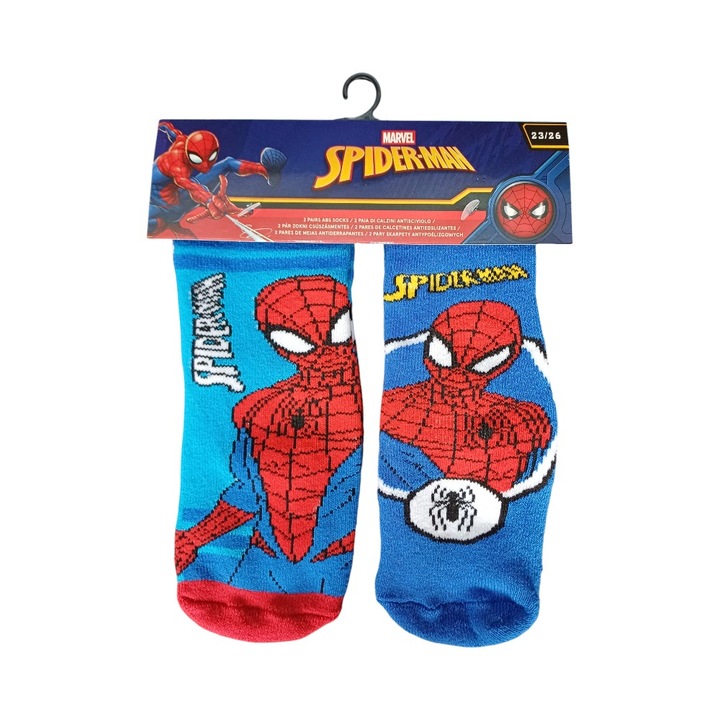 2 pár ABS zokni szett, csúszásgátló talp, sokszínű, Happy, Spiderman, Többszínű