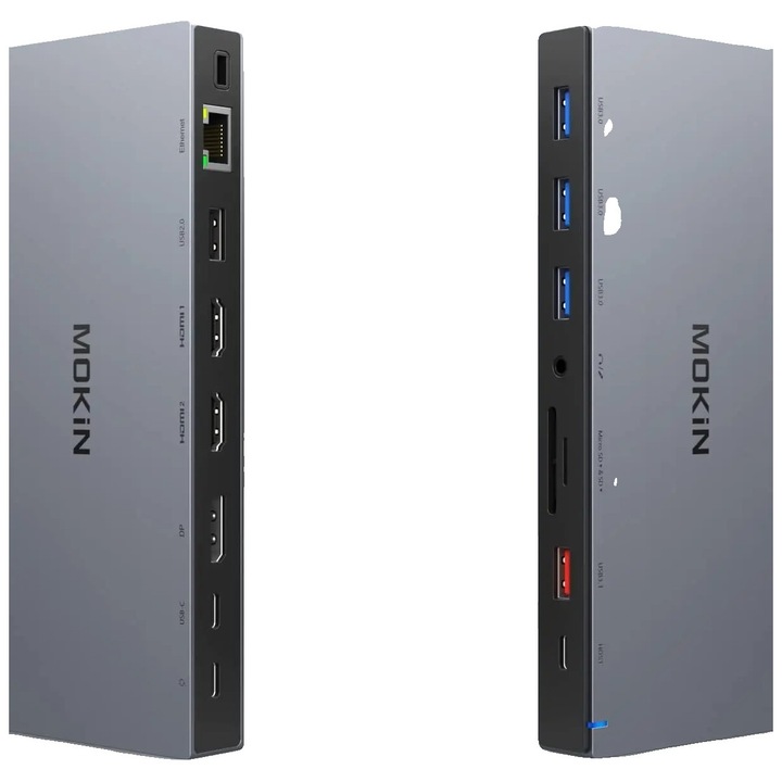 Statie de andocare, 15 porturi, iesire HDMI 4K, 15 in 1, multicolor