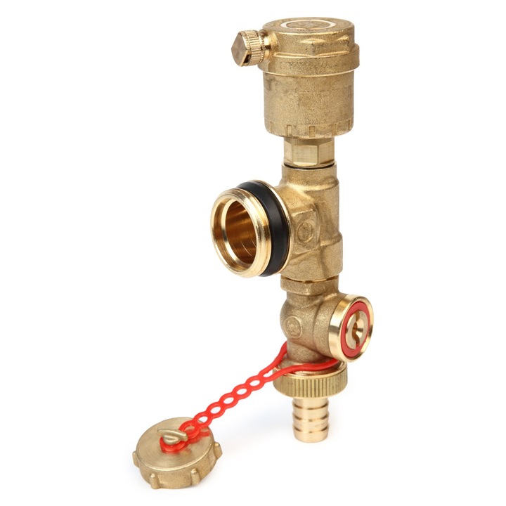 Racord distribuitor Giacomini R554BY005, cu aerisitor automat si robinet de golire, alama