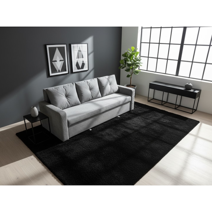 Kanapé, 3 személyes, Tokyo, kihúzható, tárolóval, Vintage szürke